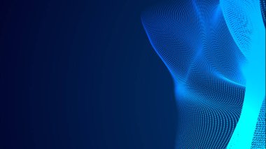 Nokta mavi dalga ışık ekran gradyan doku arkaplanı. Soyut teknoloji büyük veri dijital arkaplanı. 3d oluşturma.