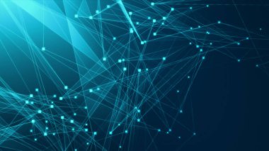Teknoloji geçmişine sahip soyut mavi çokgen teknoloji ağı. Soyut noktalar ve satır dokusu arka planı. 3d oluşturma.