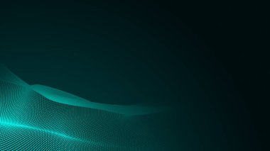 Nokta yeşil dalga ışık ekran gradyan doku arka planı. Soyut teknoloji büyük veri dijital arkaplanı. 3d oluşturma.