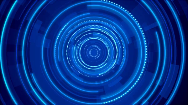 Circle blue neon light technology Hi-tech dark background. Abstract graphic digital future concept design.