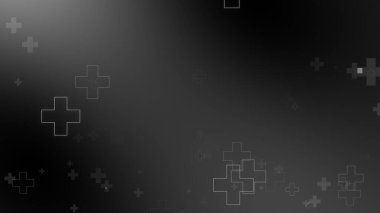 Tıbbi sağlık haçı siyah arkaplanda neon ışığı şekilleri oluşturur. Koronavirüslü soyut sağlık hizmetleri ölüm vakası kavramını etkiledi.