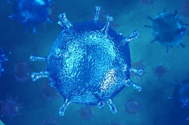 Coronavirus 2019 COVID-19 salgını. Biyoloji bilimi 3D görüntüleme.