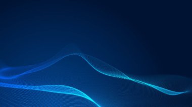 Nokta mavi dalga ışık ekran gradyan doku arkaplanı. Soyut teknoloji büyük veri dijital arkaplanı. 3d oluşturma.