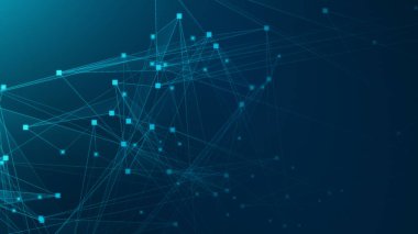 Teknoloji geçmişine sahip soyut mavi çokgen teknoloji ağı. Soyut noktalar ve satır dokusu arka planı. 3d oluşturma.