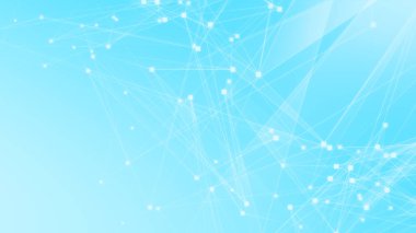 Teknoloji geçmişine sahip soyut mavi beyaz çokgen teknoloji ağı. Soyut noktalar ve satır dokusu arka planı. 3d oluşturma.