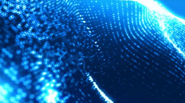 Nokta mavi dalga ışık ekran gradyan doku arkaplanı. Soyut ai teknolojisi büyük veri dijital arkaplanı. 3d oluşturma.