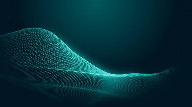 Nokta yeşil dalga ışık ekran gradyan doku arka planı. Soyut teknoloji büyük veri dijital arkaplanı. 3d oluşturma.