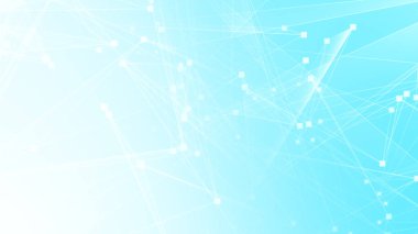Teknoloji geçmişine sahip soyut mavi beyaz çokgen teknoloji ağı. Soyut noktalar ve satır dokusu arka planı. 3d oluşturma.
