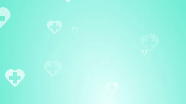 Ιατρική Υγεία Πράσινο Μπλε Σταυρό Φόντο Μοτίβο Καρδιές Αφηρημένη Έννοια — Φωτογραφία Αρχείου