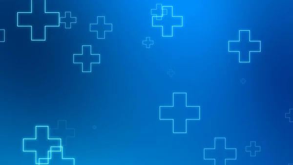 Lékařské Zdraví Modrý Kříž Neonové Světlo Tvary Vzor Pozadí Abstraktní — Stock fotografie