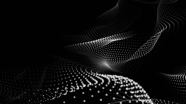 Dot white black wave technology texture background. Abstract big data digital concept. 3d rendering.