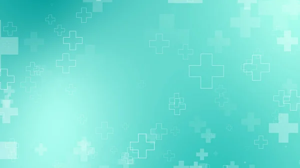 Medical green blue cross pattern background. Abstract healthcare technology and science concept.