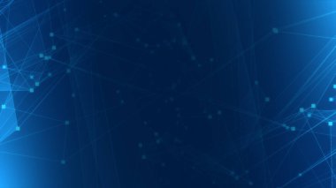Teknoloji geçmişine sahip soyut mavi çokgen teknoloji ağı. Soyut noktalar ve satır dokusu arka planı. 3d oluşturma.