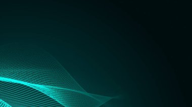 Nokta yeşil dalga ışık ekran gradyan doku arka planı. Soyut teknoloji büyük veri dijital arkaplanı. 3d oluşturma.