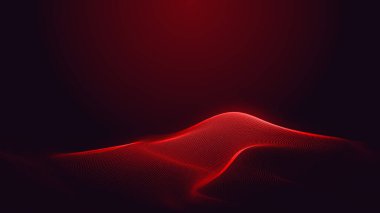 Nokta kırmızı mor dalga çizgisi açık renk gradyan koyu arkaplan. Soyut teknoloji büyük veri dijital arkaplanı. 3d oluşturma.