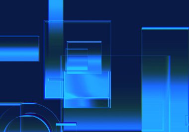 Siber mavi izometrik neon şehir sanal gerçeklik arka planı. Soyut teknoloji yeniliği gelecekteki dijital arka plan. 3d oluşturma.