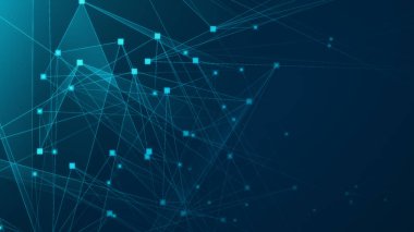 Teknoloji geçmişine sahip soyut mavi çokgen teknoloji ağı. Soyut noktalar ve satır dokusu arka planı. 3d oluşturma.