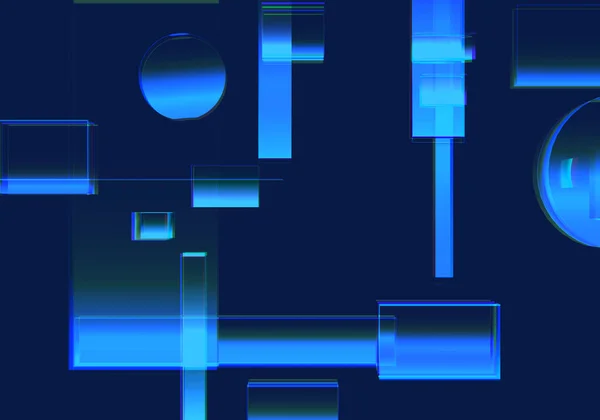 Cyber Blu Isometrico Neon City Sfondo Realtà Virtuale Innovazione Tecnologica — Foto Stock