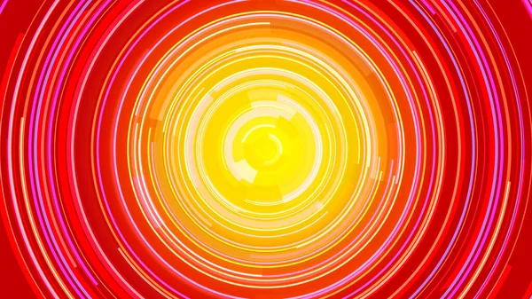 Circle Yellow Orange Neon Lines Technology Tech Blue Background Abstract — Stock Photo, Image