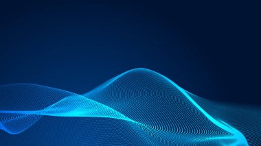 Nokta mavi dalga ışık ekran gradyan doku arkaplanı. Soyut teknoloji büyük veri dijital arkaplanı. 3d oluşturma.