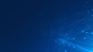 Teknoloji geçmişine sahip soyut mavi çokgen teknoloji ağı. Soyut noktalar ve satır dokusu arka planı. 3d oluşturma.