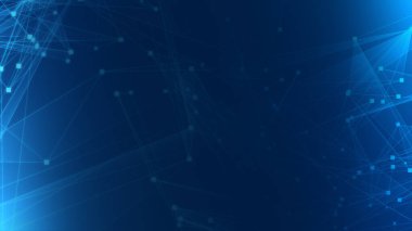 Teknoloji geçmişine sahip soyut mavi çokgen teknoloji ağı. Soyut noktalar ve satır dokusu arka planı. 3d oluşturma.