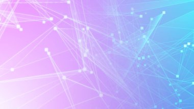 Teknoloji geçmişine sahip soyut pembe çokgen teknoloji ağı. Soyut noktalar ve satır dokusu arka planı. 3d oluşturma.
