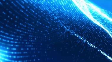 Nokta mavi dalga ışık ekran gradyan doku arkaplanı. Soyut ai teknolojisi büyük veri dijital arkaplanı. 3d oluşturma.