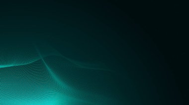 Nokta yeşil dalga ışık ekran gradyan doku arka planı. Soyut teknoloji büyük veri dijital arkaplanı. 3d oluşturma.