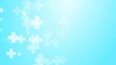 Tıbbi beyaz mavi haç desenli arka plan. Soyut sağlık teknolojisi ve bilim konsepti.