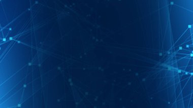Teknoloji geçmişine sahip soyut mavi çokgen teknoloji ağı. Soyut noktalar ve satır dokusu arka planı. 3d oluşturma.