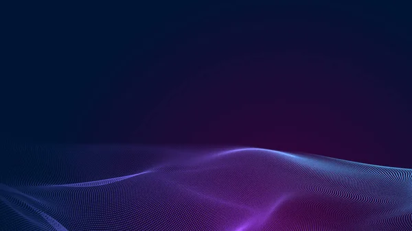 Dot blue purple wave line light gradient dark background. Abstract  technology big data digital background. 3d rendering.