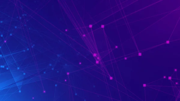 Abstract purple violet and blue polygon tech network with connect technology background. Abstract dots and lines texture background. 3d rendering.