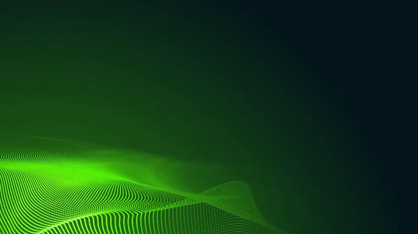 Dot green wave light screen gradient texture dark background. Abstract  technology big data digital background. 3d rendering.