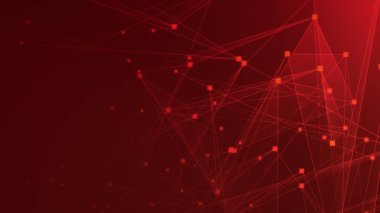Teknoloji geçmişine sahip soyut kırmızı çokgen teknoloji ağı. Soyut noktalar ve satır dokusu arka planı. 3d oluşturma.
