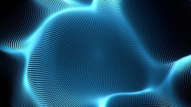 Nokta beyaz dalga ışık ekran gradyan doku arkaplanı. Soyut teknoloji büyük veri dijital arkaplanı. 3d oluşturma.