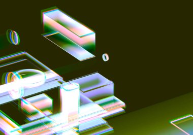 Verilerin 3 boyutlu görselleştirilmesi ve teknik arızalar. Soyut teknoloji yeniliği gelecekteki dijital arka plan. 3d oluşturma.