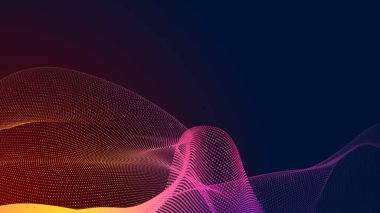 Nokta kırmızı mor dalga çizgisi açık renk gradyan koyu arkaplan. Soyut teknoloji büyük veri dijital arkaplanı. 3d oluşturma.