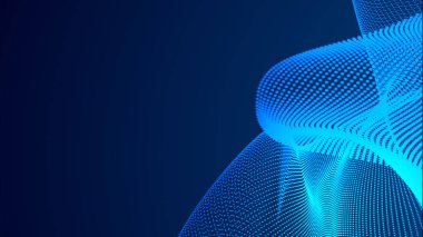 Nokta mavi dalga ışık ekran gradyan doku arkaplanı. Soyut teknoloji büyük veri dijital arkaplanı. 3d oluşturma.