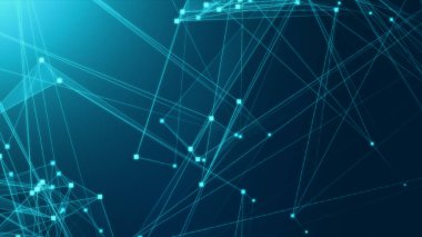 Teknoloji geçmişine sahip soyut mavi çokgen teknoloji ağı. Soyut noktalar ve satır dokusu arka planı. 3d oluşturma.