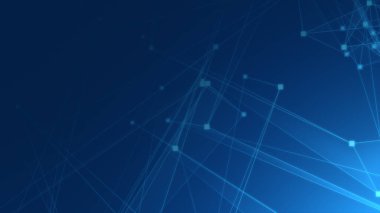 Teknoloji geçmişine sahip soyut mavi çokgen teknoloji ağı. Soyut noktalar ve satır dokusu arka planı. 3d oluşturma.