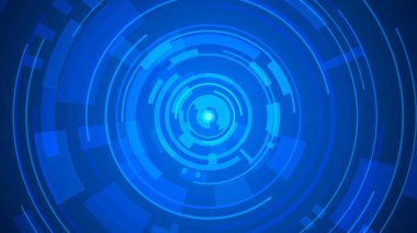 Daire mavi teknoloji yüksek teknoloji karanlık arka plan. Soyut grafik dijital gelecek konsept tasarımı.