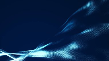Nokta mavi dalga ışık ekran gradyan doku arkaplanı. Soyut teknoloji büyük veri dijital arkaplanı. 3d oluşturma.