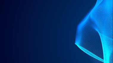 Nokta mavi dalga ışık ekran gradyan doku arkaplanı. Soyut teknoloji büyük veri dijital arkaplanı. 3d oluşturma.