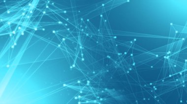 Teknoloji geçmişine sahip soyut mavi çokgen teknoloji ağı. Soyut noktalar ve satır dokusu arka planı. 3d oluşturma.