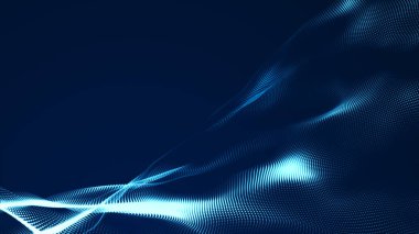 Nokta mavi dalga ışık ekran gradyan doku arkaplanı. Soyut teknoloji büyük veri dijital arkaplanı. 3d oluşturma.