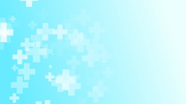 Soyut tıbbi sağlık, beyaz haç desenleri, mavi arka plan. Grafik çizimler sağlık teknolojisi ve bilim konsepti.