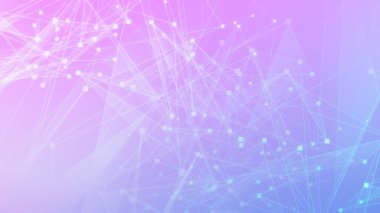 Teknoloji geçmişine sahip soyut pembe çokgen teknoloji ağı. Soyut noktalar ve satır dokusu arka planı. 3d oluşturma.