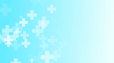 Soyut tıbbi sağlık, beyaz haç desenleri, mavi arka plan. Grafik çizimler sağlık teknolojisi ve bilim konsepti.