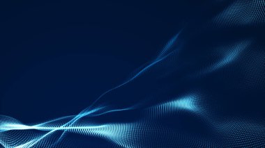Nokta mavi dalga ışık ekran gradyan doku arkaplanı. Soyut teknoloji büyük veri dijital arkaplanı. 3d oluşturma.